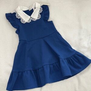 Janie and Jack Blue Dress with White Lace Collar